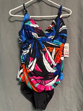 INC International Concepts Women’s Multicolor Tropical Print One-Piece Swimsuit